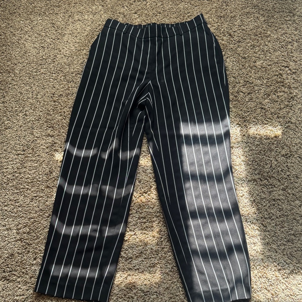 Anne Klein Black Trousers with White Pinstripes